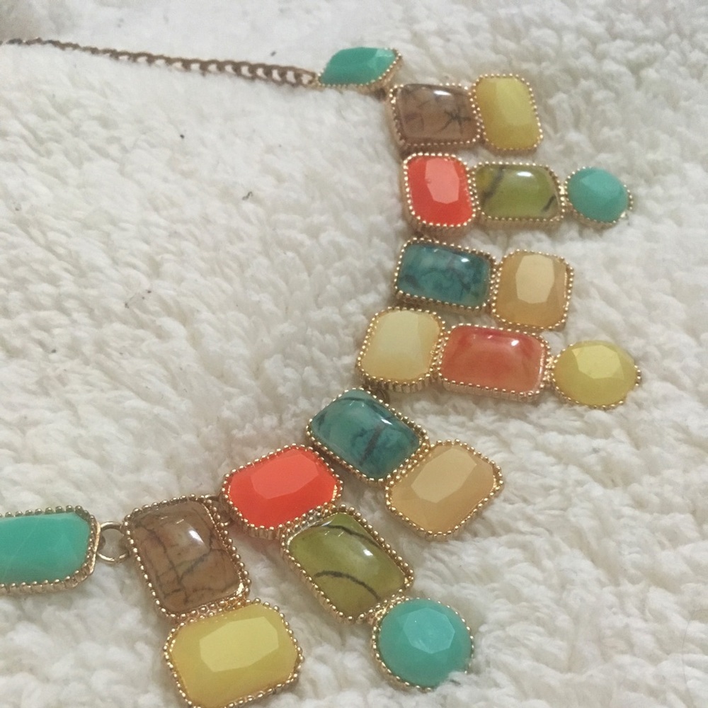 Multicolor Gemstone Statement Necklace from India